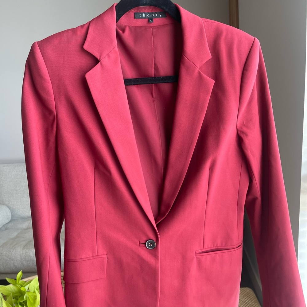 Theory Gabrielle Tailor Red Blazer